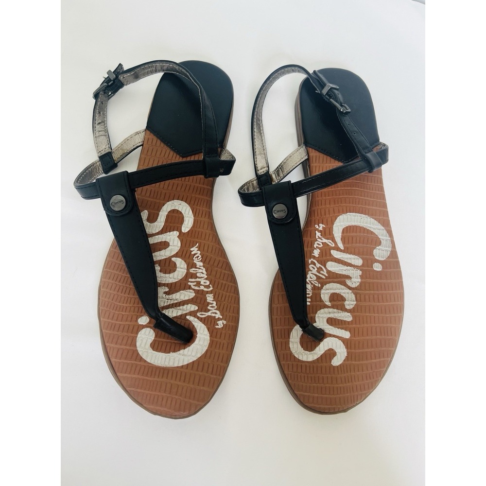 Circus By Sam Edelman Cayden Black T-Strap Buckle‎ Closure Flat Thong Sandals 7M